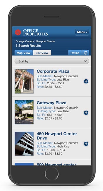 Irvine Company Offices Mobile Website by Ripcord Digital Inc.