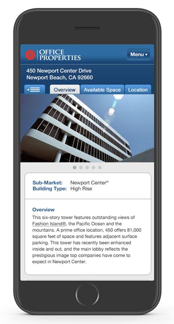 Irvine Company Offices Mobile Website by Ripcord Digital Inc.