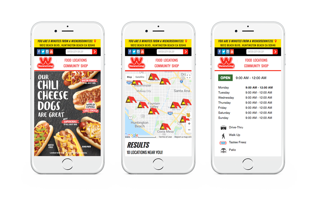 Wienerschnitzel Mobile Website by Ripcord Digital Inc